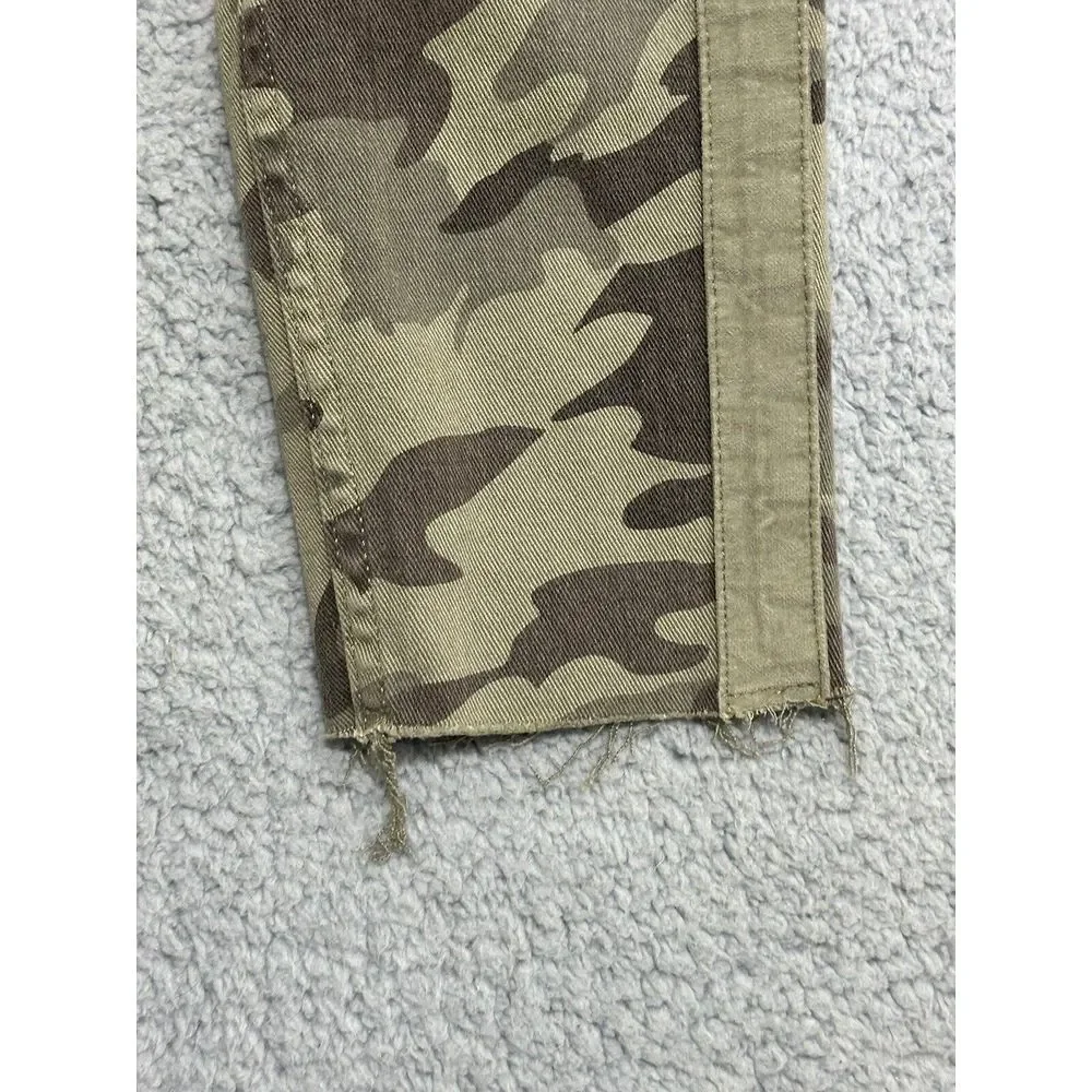 Zara Z1975‎ Denim Camouflage Ankle Pants Green Distressed Raw Hem Womens 4 - Picture 9 of 11